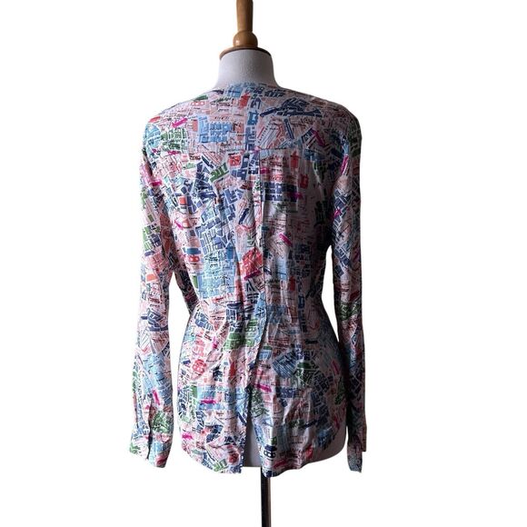 MAEVE Anthropologie Cartography London Map Print Blouse Shirt Top Size 10 - Picture 7 of 10